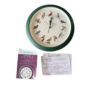Audubon Society Singing Birds of North America Wall Clock Green 13" w/Paperwork